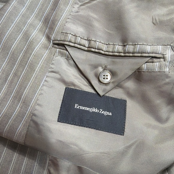 ZEGNA Current Silk Blend Sport Coat Blazer Mens 48 Brown Formal Wedding Office